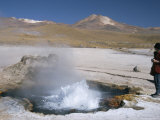 Geyser in Pool in Sinter Basin, El Tatio Geyser Basin on Altiplano, Atacama Desert, Chile Photographic Print by Tony Waltham