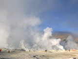 Steam Fumaroles in Geothermal Field, Near Laguna Colorado, Bolivia Photographic Print by Tony Waltham