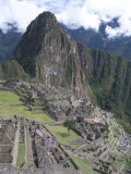 Classic View from Funerary Rock of Inca Town Site, Machu Picchu, Unesco World Heritage Site, Peru Photographic Print by Tony Waltham
