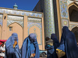 Ladies Wearing Blue Burqas Outside the Friday Mosque (Masjet-E Jam), Herat, Afghanistan Photographic Print by Jane Sweeney