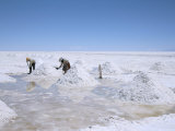 Hand-Working in Colchani Salt Pans, Salar De Uyuni, Salt Flat, Southwest Highlands, Bolivia Photographic Print by Tony Waltham