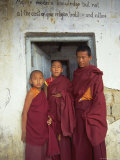 Portrait of Three Tibetan Buddhist Monks, Tashi Jong Monastery, Tibet, China Photographic Print by Simon Westcott