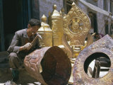 Metalsmith Making Temple Ornaments, Lhasa, Tibet, China Photographic Print by Doug Traverso