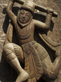 Carvings on Traditional Wooden Monastery, Shwenandaw Kyaung, Myanmar Photographic Print by Jane Sweeney