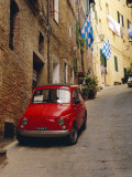 Red Car Parked in Narrow Street, Siena, Tuscany, Italy Photographic Print by Ruth Tomlinson