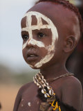 Portrait of a Hamer (Hamar) Child at Evangadi Dancing (Night Dance), Dombo Village, Turmi, Ethiopia Photographic Print by Jane Sweeney