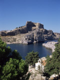 St. Pauls Bay Looking Towards Lindos Acropolis, Lindos, Rhodes, Dodecanese Islands, Greece Photographic Print by Tom Teegan