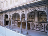 The Painted Walls of a Covered Verandah Which Surrounds One of the Fort Courtyards, Kuchaman, India Photographic Print by John Henry Claude Wilson