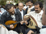 Musicians Attending a Village Wedding, Anogia, Crete, Greek Islands, Greece Photographic Print by Adam Tall