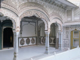 Painted Private Courtyard at the Center of the Fort, Kuchaman Fort, Rajasthan State, India Photographic Print by John Henry Claude Wilson
