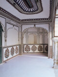 The Painted Walls of a Covered Verandah Which Surrounds One of the Fort Courtyards, Kuchaman, India Photographic Print by John Henry Claude Wilson