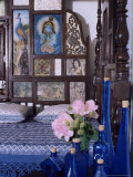 Colonial Style Bed with Bed Headboard Inlaid with 19th Century Prints of the God Krishna Photographic Print by John Henry Claude Wilson