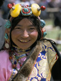 Young Woman Wearing Typical Amber Jewellery, Yushu Horse Fair, Qinghai Province, China Photographic Print by Occidor Ltd