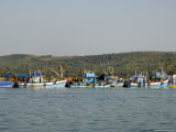 Fishing Boats on Backwater Near Mobor, Goa, India Photographic Print by R H Productions 