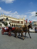 Horse and Carriages in Main Market Square, Old Town District, Krakow, Poland Photographic Print by R H Productions 