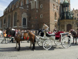 Horse and Carriage in Main Market Square, Old Town District, Krakow, Poland Photographic Print by R H Productions 