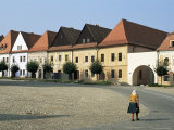 Woman in Ruthenia Town Square, Bardejov, Unesco World Heritage Site, Slovakia Photographic Print by Upperhall 