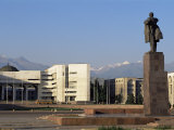 View of Lenin Square Looking Towards the Ala-Too Range of Mountains, Bishkek, Kyrgyzstan Photographic Print by Upperhall 