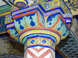 Brightly Painted Column and Ceiling in the Juna Mahal Fort, Dungarpur, Rajasthan State, India Photographic Print by R H Productions 