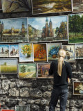 Paintings Displayed on the Old City Walls Near Florians's Gate, Krakow (Cracow), Poland Photographic Print by R H Productions 