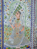 Beautiful Frescoes on Walls of the Juna Mahal Fort, Dungarpur, Rajasthan State, India Photographic Print by R H Productions 