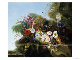 Still Life of Flowers in a Basket, 1852 Giclee Print by Adelheid Dietrich
