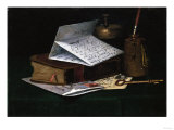 Tabletop Still Life, a Letter from New York reproduction procédé giclée par John Frederick Peto