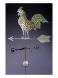 Fine Feathered Rooster and Arrow Weathervane, Gilded and Molded Copper, Early 19th Century Giclee Print