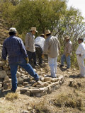 Rebuiding a Wall at the Ancient Zapotec City of Monte Alban, Near Oaxaca City, Oaxaca, Mexico Lámina fotográfica por R H Productions