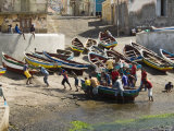 Fishermen Taking Boat out of Water at the Port of Ponto Do Sol, Santo Antao, Atlantic Photographic Print by R H Productions 