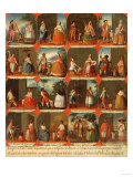 Castas, A View of the Various Peoples of Mexico, Mexican School, 18th Century Giclee Print by Jose Agustin Arrieta