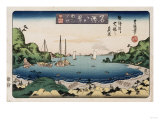 Returning Ships, Kanazawa', from the Series 'Eight Views of Famous Places' reproduction procédé giclée par Ando Hiroshige