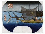 Fishing Boats at Tsukudajima in Musashi Province Giclee-trykk av Okada Beisanjin Fishing Boats at Tsukudajima in Musashi Province Giclee-trykk av Okada Beisanjin