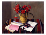 Carnations and Account Books Giclee Print by Edgar Degas