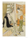 The Wrestler Onogawa and a Waitress in a Teahouse Giclee-trykk av Tani Bunchu The Wrestler Onogawa and a Waitress in a Teahouse Giclee-trykk av Tani Bunchu