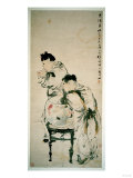 Two Boys Playing with Goldfish, Hanging Scroll, Ink and Colour on Paper, 1879 Giclee Print by Wu Changshuo