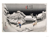 Night Snow, Kambara', from the Series 'The Fifty-Three Stations of the Tokaido' Giclee Print by Ando Hiroshige