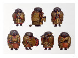 A Finely Lacquered Group of Seven Netsuke, 19th Century Giclee Print