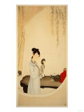 A Lady Gazing in the Mirror Giclee Print by Wu Changshuo