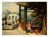 Chinese Garden Scenes with Ladies Taking Tea, Chinese School, Mid 19th Century Giclee Print by Wu Changshuo
