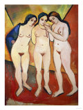Three Nude Women (Red and Orange), 1912 Giclee-trykk av Frank Wright Bourdillon Three Nude Women (Red and Orange), 1912 Giclee-trykk av Frank Wright Bourdillon