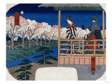 Cherry Blossoms on the Bank at Shinjuku, Yotsuya, 1856 Giclee-trykk av Ioki Bunsai Cherry Blossoms on the Bank at Shinjuku, Yotsuya, 1856 Giclee-trykk av Ioki Bunsai