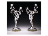 Obsession' and 'Dream', a Pair of Silvered-Bronze Candelabra, Circa 1900 Giclee-trykk av Maurice Bouval