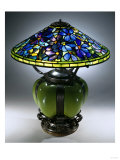 A Fine and Rare 'Clematis' Leaded Glass, Blown Glass and Bronze Table Lamp Giclee Print by Guiseppe Barovier