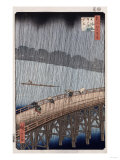 Ohashi, Sudden Shower at Atake', from the Series 'One Hundred Views of Famous Places in Edo' Giclee Print by Ando Hiroshige