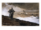 At High Sea, Charcoal and White Chalk on Buff Paper Laid Down on Board, 1884 reproduction procédé giclée par Winslow Homer