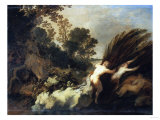 A Wooded Landscape with Pan and Syrinx Giclee-trykk av Giovanni Battista Benvenuti