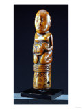 A Kongo Ivory Staff Finial Depicting a Kneeling Female Figure Holding a Child Giclée-Druck