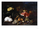Vegetables and Fruit with Rabbits in a Landscape Giclee-trykk av George Wesley Bellows Vegetables and Fruit with Rabbits in a Landscape Giclee-trykk av George Wesley Bellows
