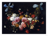 /Na Swag of Roses, Tulips, Dahlias and Other Flowers Giclee Print by George Wesley Bellows